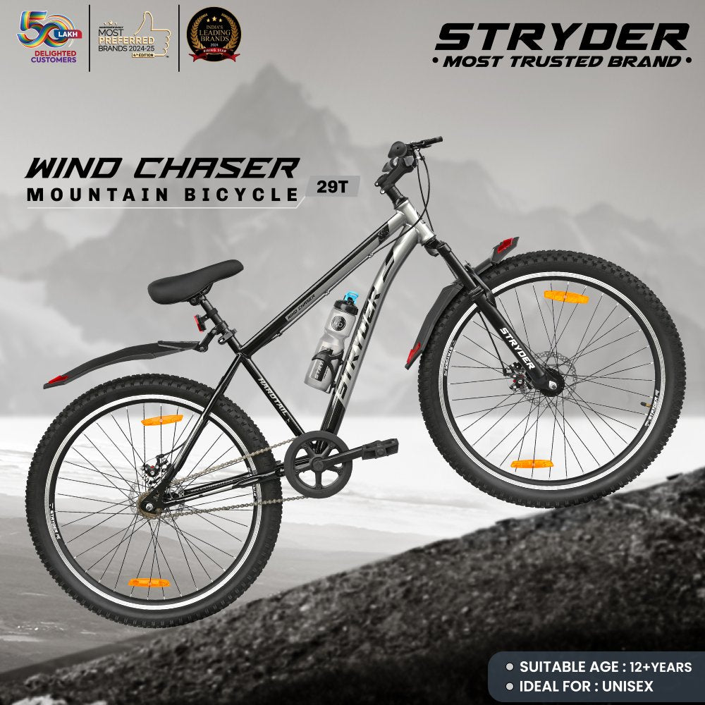 29T Black/Grey Wind Chaser MTB Bike - black/grey