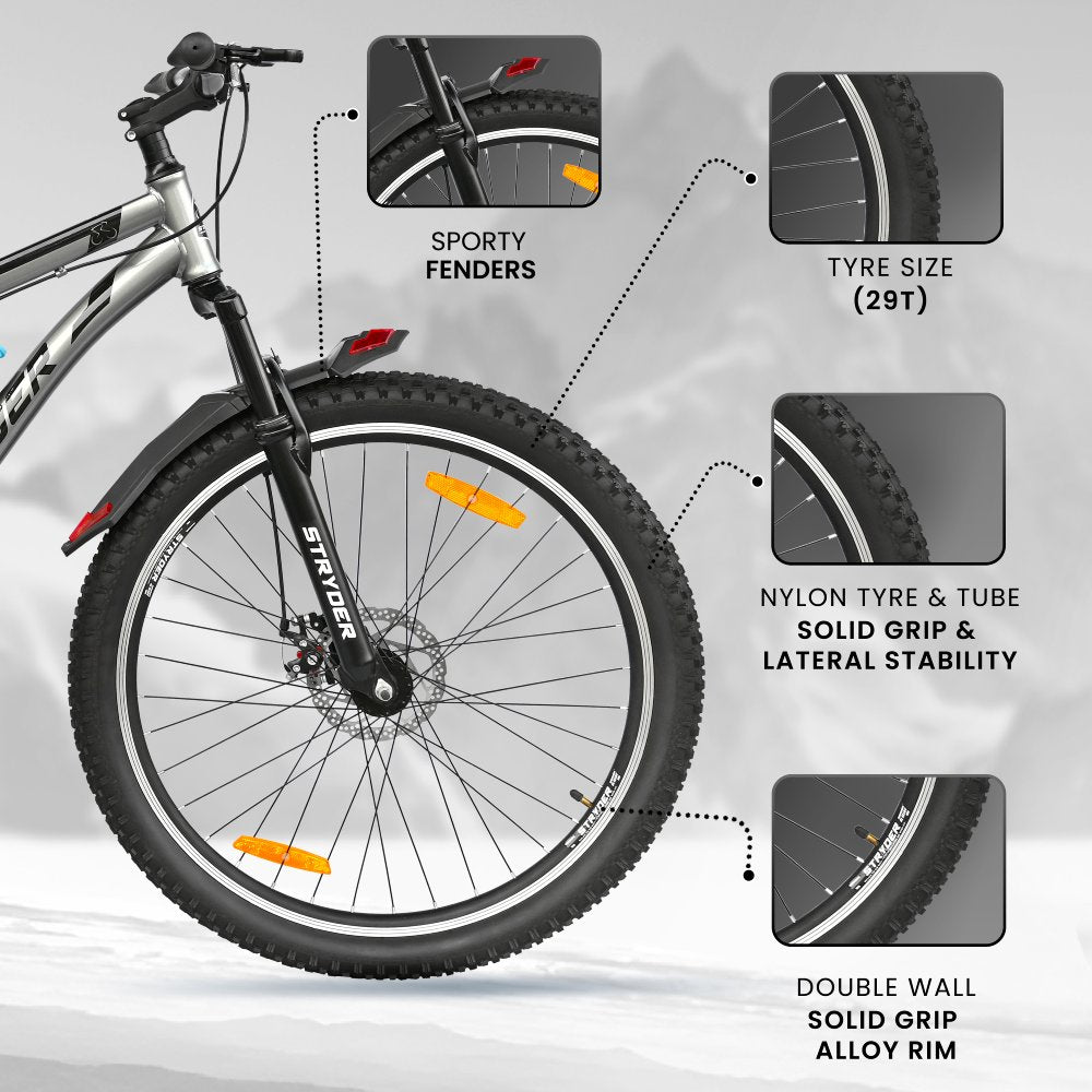 29T Black/Grey Wind Chaser MTB Bike - black/grey