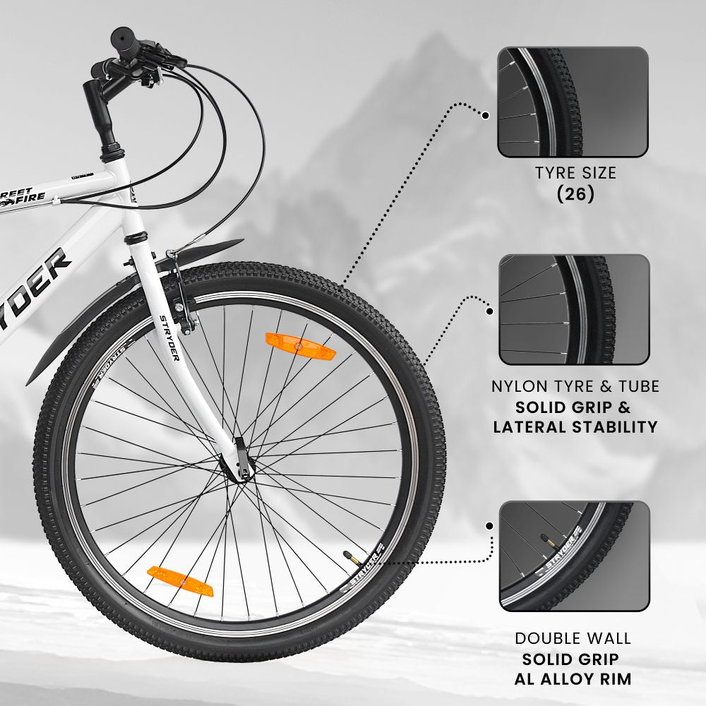 Street Fire 26T White MTB Bike - white