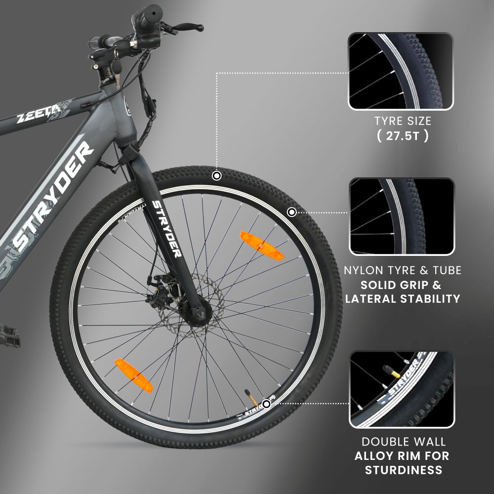 27.5 Inch TATA Zeeta Electric Bicycle - grey