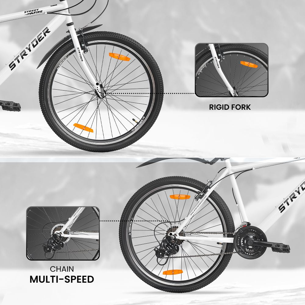 Street Fire 26T White MTB Bike - white