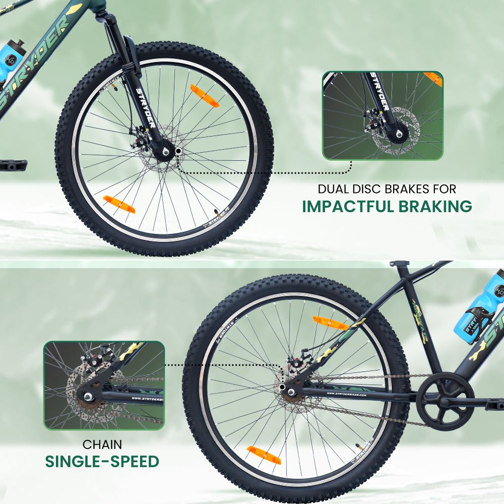 Black Military Green 27.5T Magnet Single Speed MTB Bike - black military green