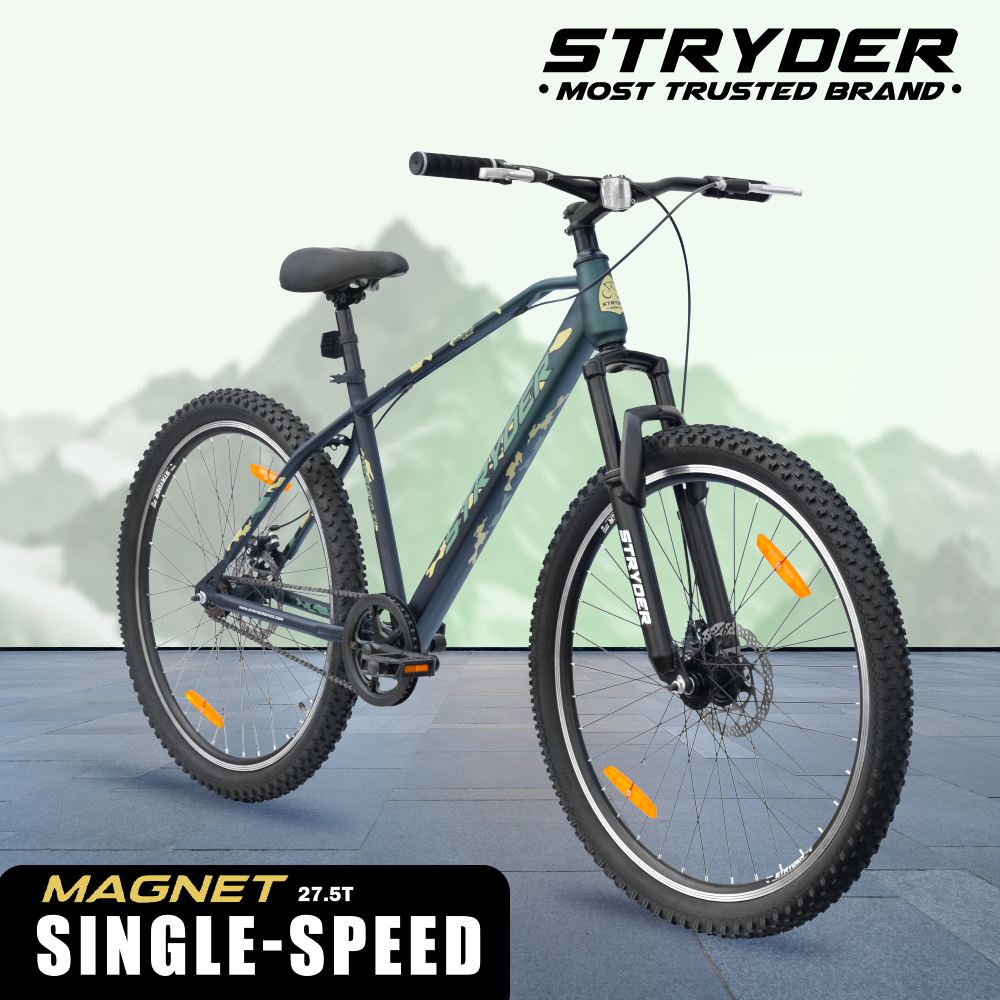 Black Military Green 27.5T Magnet Single Speed MTB Bike - black military green