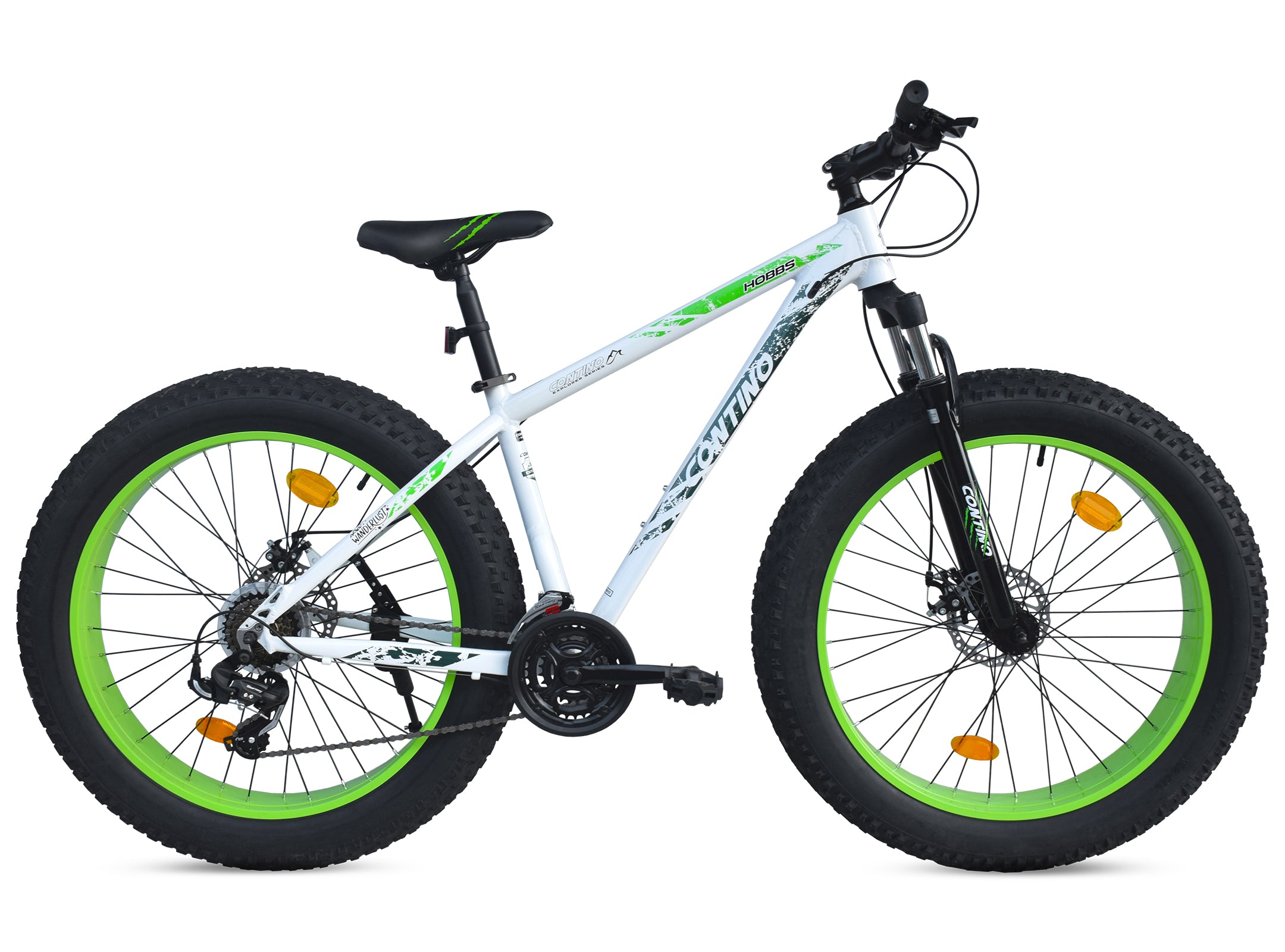 White/Green Contino Hobbs Fat MTB Bike - white/green