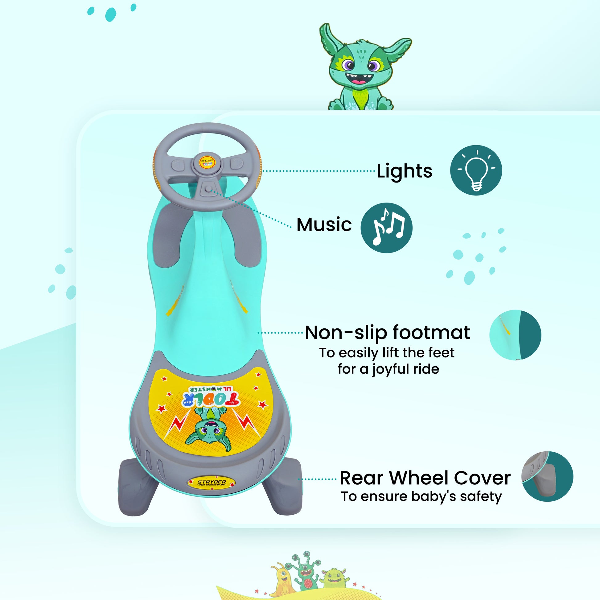 TODLR SWING CAR MUSIC/LIGHT - Seagreen