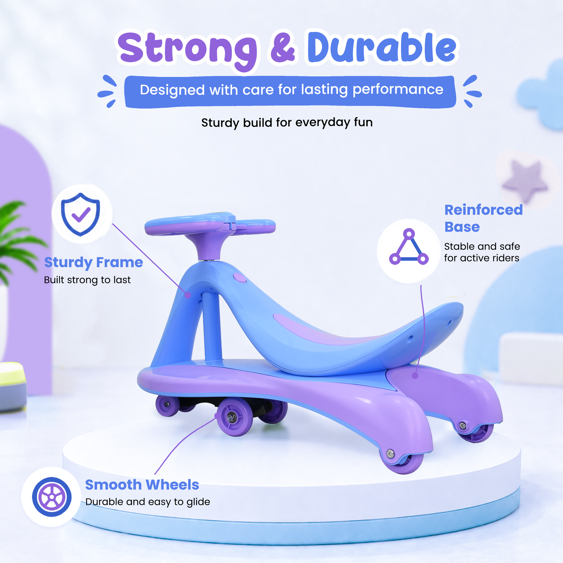 TODLR SWING CAR Airo with Light & Music - Blue