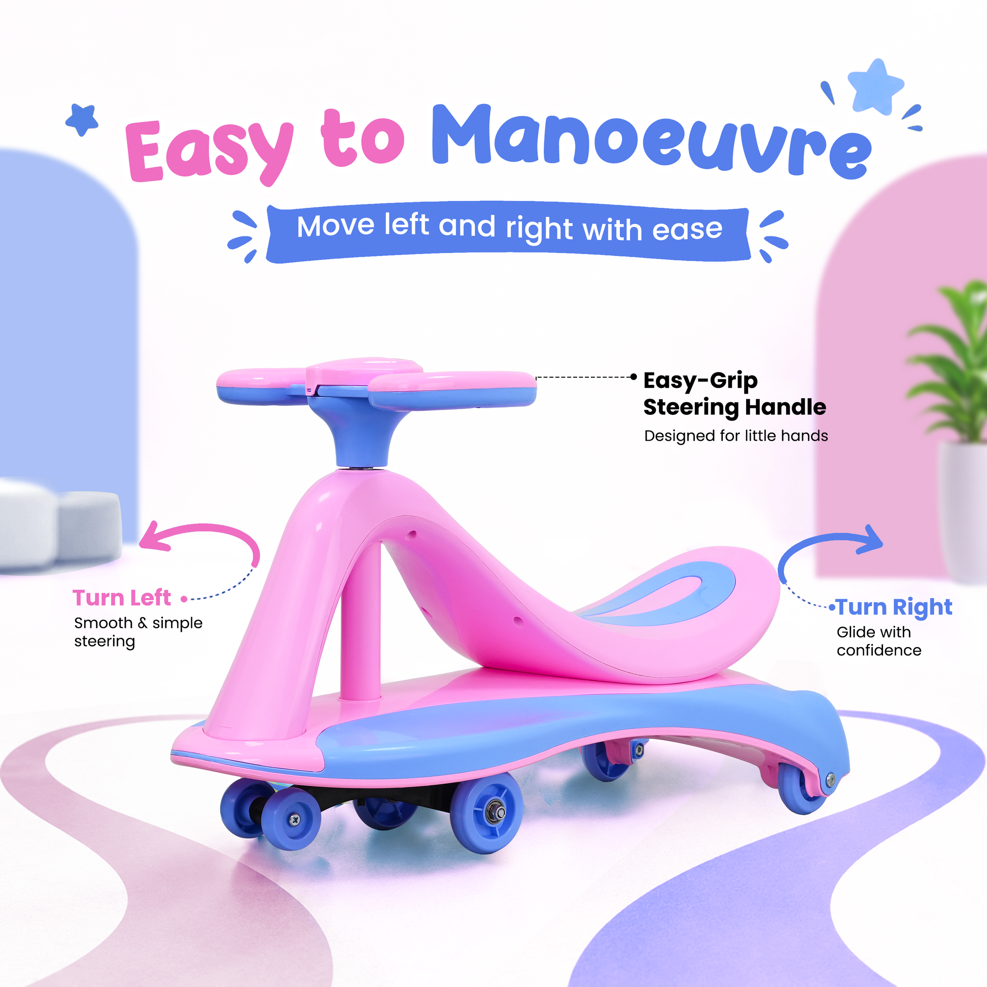 TODLR SWING CAR Airo with Light & Music - Pink