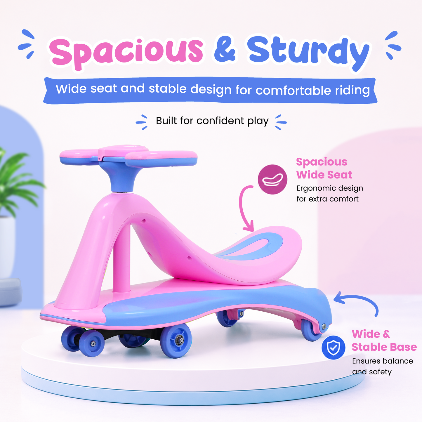 TODLR SWING CAR Airo with Light & Music - Pink