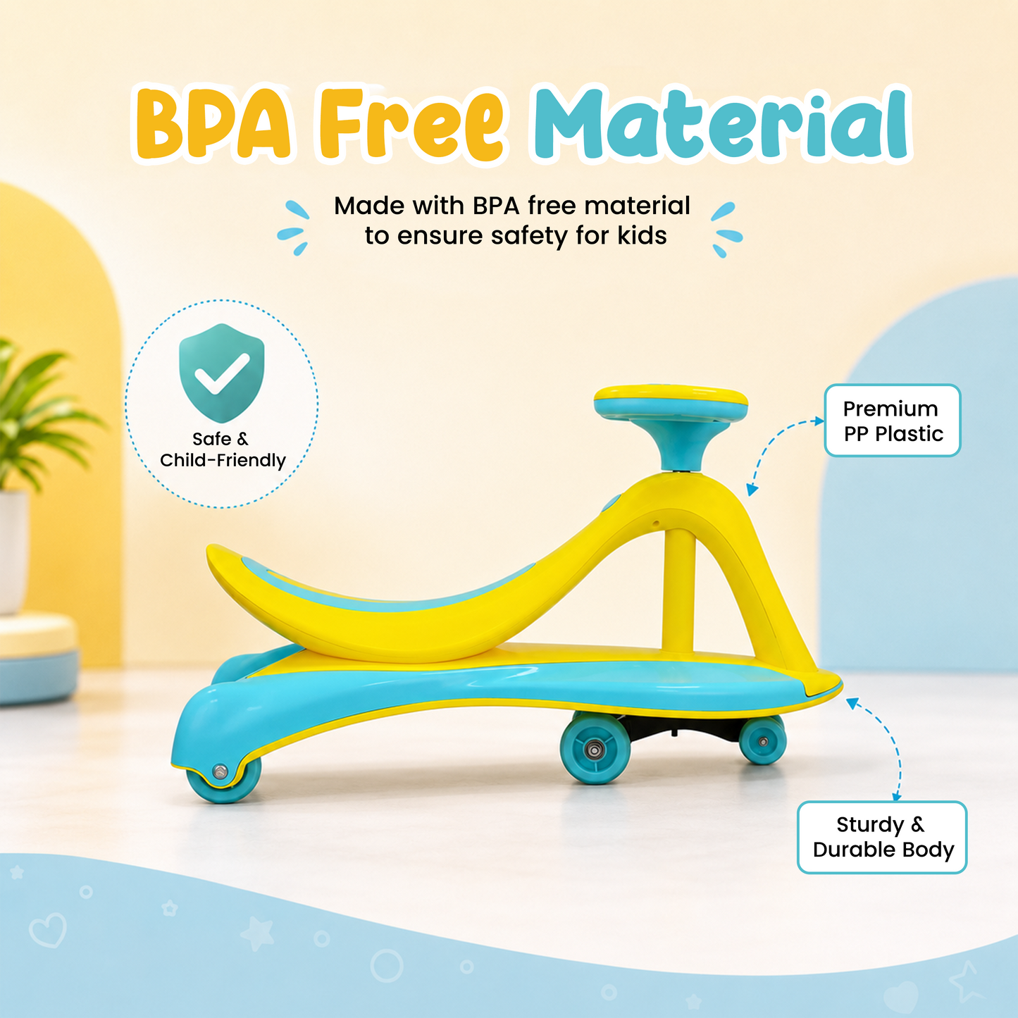 TODLR SWING CAR Airo with Light & Music - Yellow