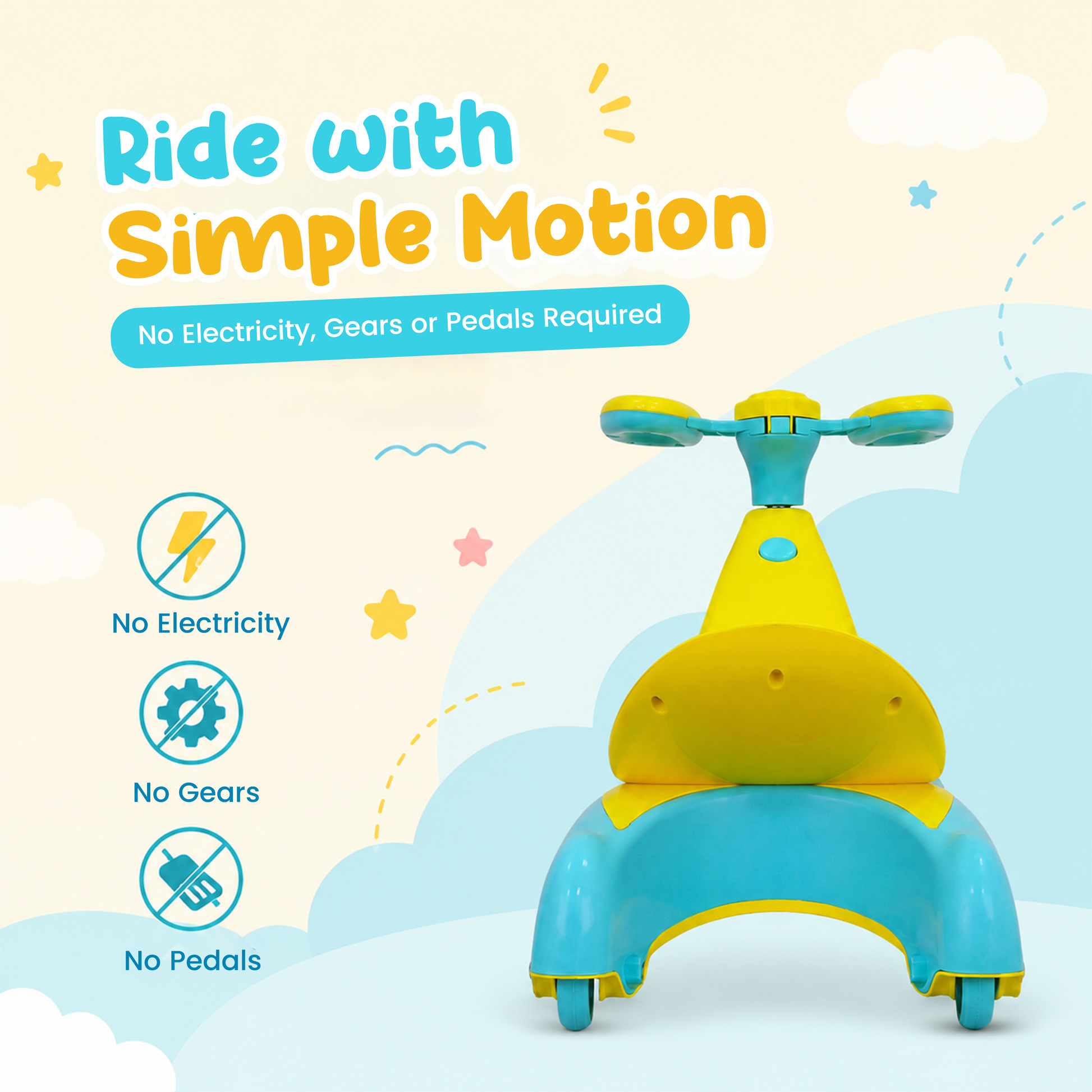 TODLR SWING CAR Airo with Light & Music - Yellow