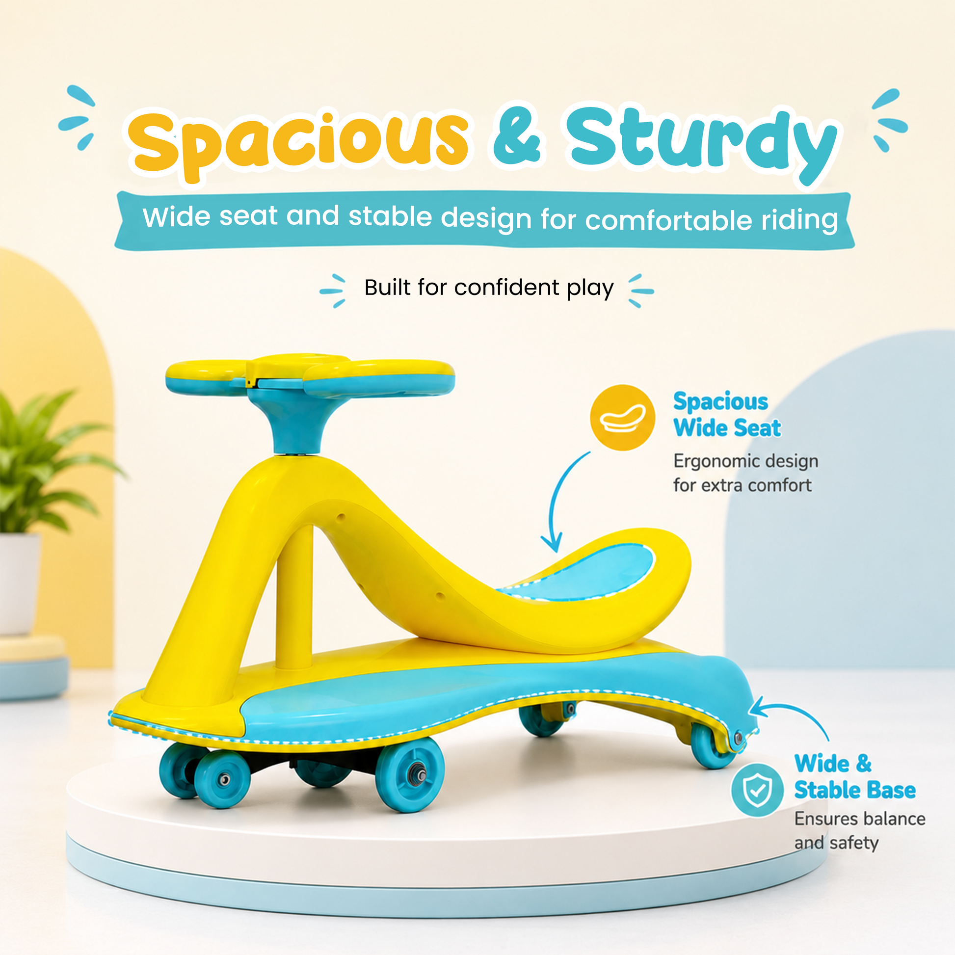 TODLR SWING CAR Airo with Light & Music - Yellow