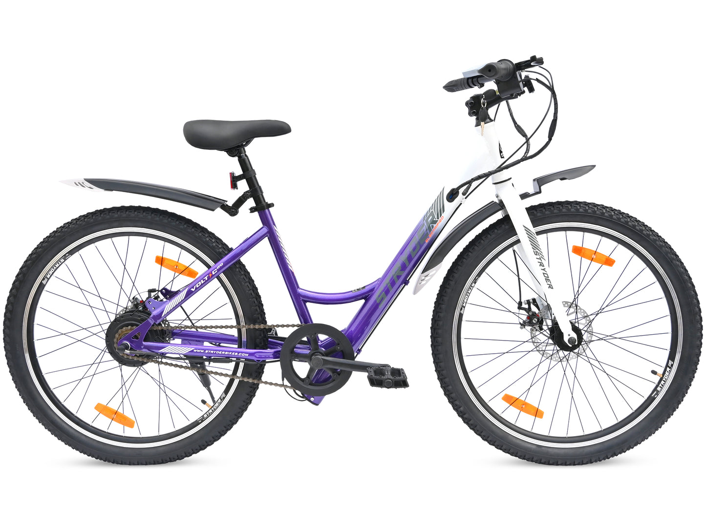 26Inch Purple White Voltic Go Electric Bicycle - purple