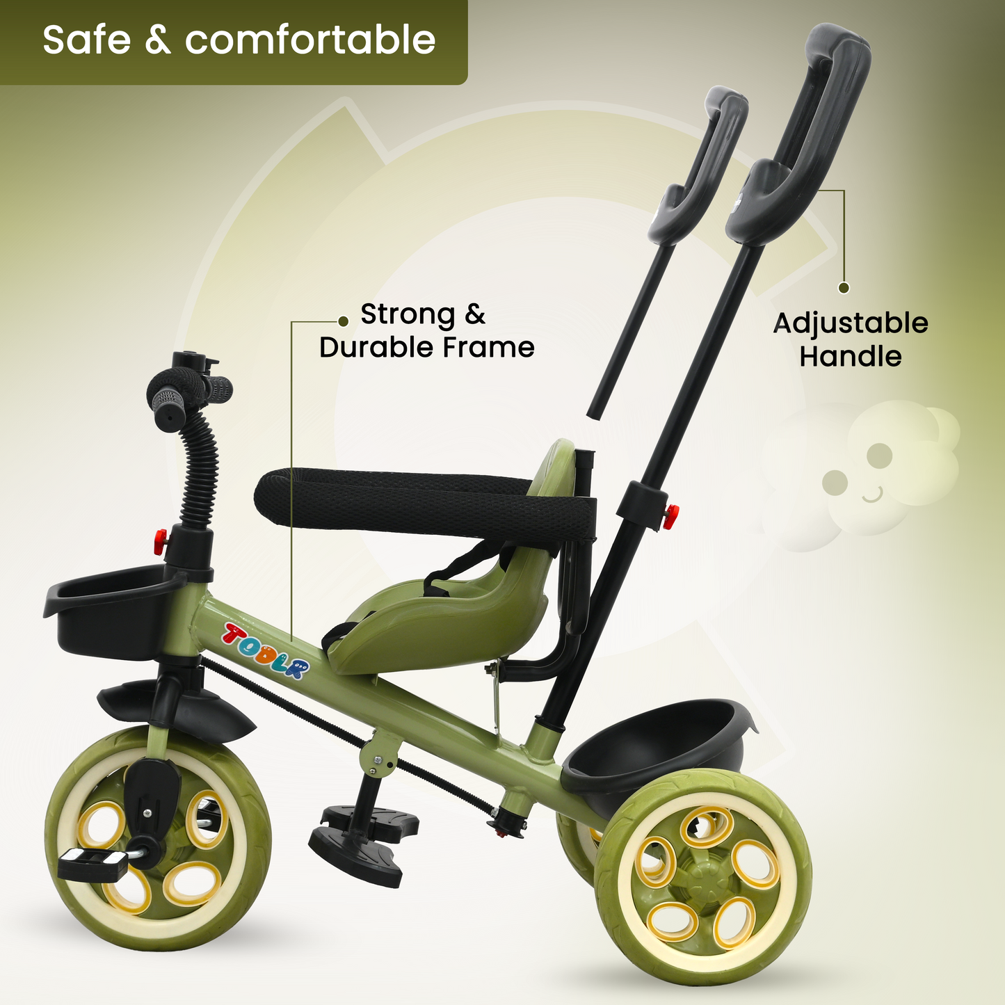 Nody Plus Tricycle With Parental Control & Harness - Green 