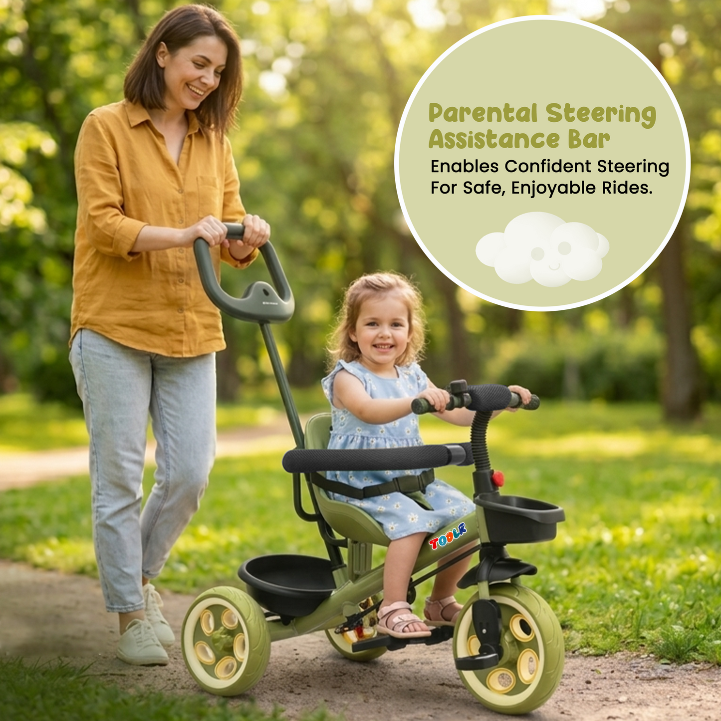 Nody Plus Tricycle With Parental Control & Harness - Green 
